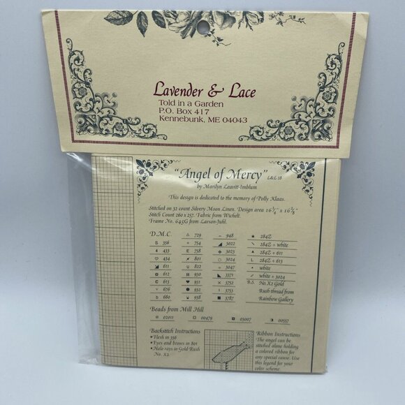 Lavender & Lace Angel Of Mercy Cross Stitch Pattern NOS L&L 28 16 1/4x16 1/8 - Picture 5 of 8